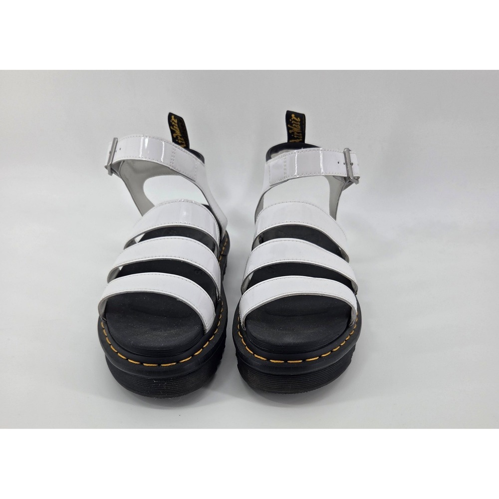 Dr Martens Blaire Patent Leather Platform Sandals‎ Womens 10 White Chunky Y2K